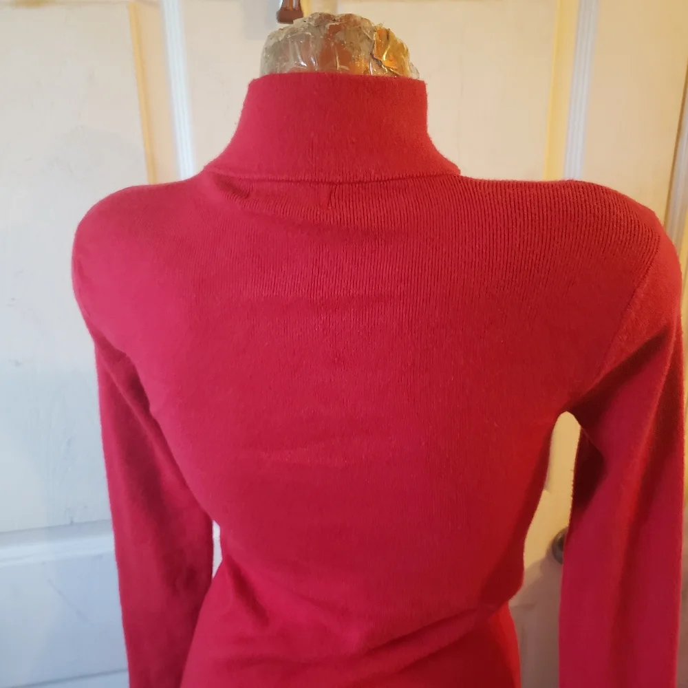 CARMAR red chest Cutout Sweater mock neck S